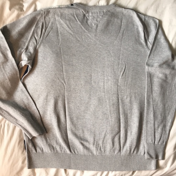Tommy Hilfiger Pale Grey Cotton Argyle/diamond  High v neck Sweater EUC - Picture 6 of 6